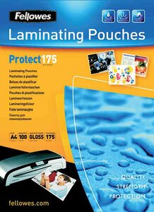 Pochettes à plastifier, A4, brillante, 350 microns (2x175) pqt 100 FELLOWES
