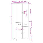 vidaXL Buffet haut Blanc 69 5x34x180 cm Bois d'ingénierie