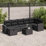 vidaXL Salon de jardin 8 Pièces avec coussins noir résine tressée