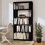 vidaXL Bibliothèque/Séparateur de pièce Noir 80x25x163 5 cm Pin massif