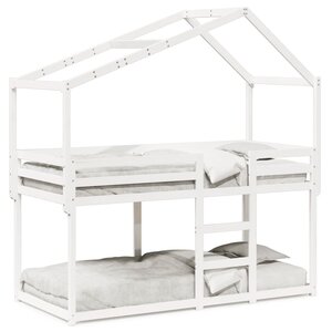 vidaXL Lit superposé sans matelas blanc 90x200 cm bois de pin massif