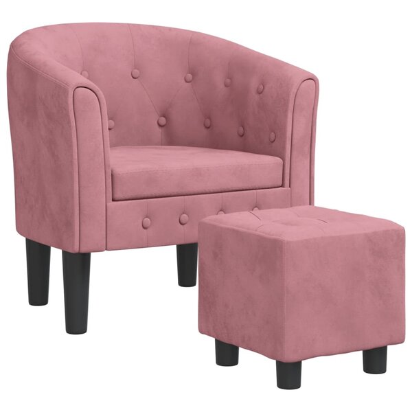 vidaXL Fauteuil avec repose-pied rose velours