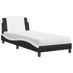 vidaXL Lit avec matelas noir et blanc 90x200 cm similicuir
