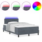 vidaXL Lit à Ressorts avec Matelas & LED Gris Foncé 120x200 cm Velours