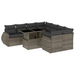 vidaXL Salon de jardin 9 Pièces avec coussins gris résine tressée
