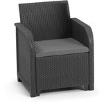 ALLIBERT by KETER - Salon de jardin SanRemo 5 places et table basse - imitation rotin tressé - gris graphite
