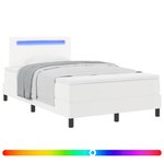 vidaXL Lit à ressorts avec bandes LED Blanc 120 x 200 cm Simili cuir