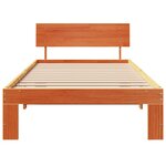 vidaXL Cadre de lit avec tête de lit Brun cire 90 x 200 cm Pin massif
