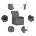 vidaXL Fauteuil inclinable de massage électrique Gris foncé Tissu
