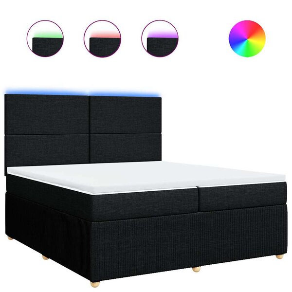 vidaXL Sommier à lattes de lit avec matelas Noir 200x200 cm Tissu