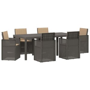 vidaXL Ensemble de salle à manger pour jardin avec coussin 7 Pièces PP