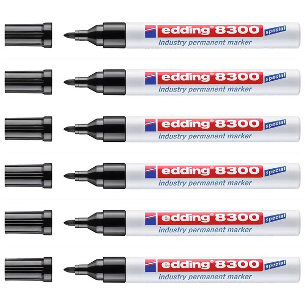 Marqueur Permanent Spécial Industrie 8300 Noir Pointe Ronde 1 5-3 mm x 6 EDDING