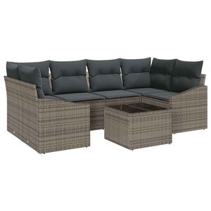 vidaXL Ensemble de canapé de jardin 7 Pièces Gris 55 x 55 x 37 cm