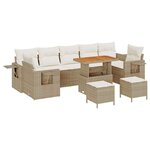 vidaXL Ensemble de canapé de jardin 10 Pièces Beige polyrotin
