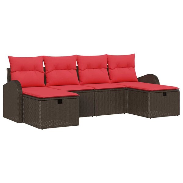 vidaXL Ensemble de canapé de jardin 6 Pièces Marron polyrotin
