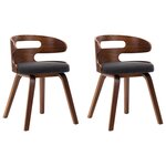 vidaXL Chaises à manger lot de 2 gris foncé bois courbé et tissu