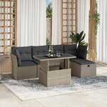 vidaXL Salon de jardin 6 Pièces avec coussins gris clair résine tressée