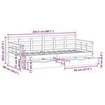 vidaXL Lit de jour avec tiroirs sans matelas 80x200 cm bois massif