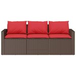 vidaXL Canapé de jardin avec coussins 3 places brun résine tressée