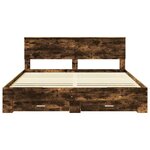vidaXL Cadre de lit Chêne fumé 180 x 200 cm Bois d'ingénierie