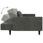 vidaXL Canapé-lit à 2 places avec deux oreillers Gris foncé Velours