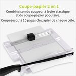 ACROPAQ Massicot Coupe-papier A4 10 pages à la fois- 3 têtes de coupe différents (droit  ondulé et perforé)- Sécurisé- Pliable- Règle marquée