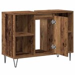 vidaXL Cabinet de salle de bain avec porte Bois Ancien 80 x 33 x 60 cm