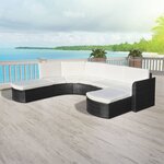 vidaXL Salon de jardin 4 Pièces avec coussins Résine tressée Noir