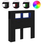 vidaXL Tête de lit LED avec étagère Chêne noir 100 x 18.5 x 103.5 cm
