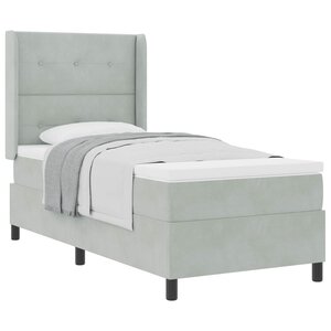 vidaXL Lit à ressorts avec matelas Gris clair 90 x 200 cm Velours