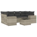 vidaXL Salon de jardin avec coussins 7 Pièces gris clair résine tressée