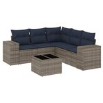 vidaXL Salon de jardin 6 Pièces avec coussins gris résine tressée