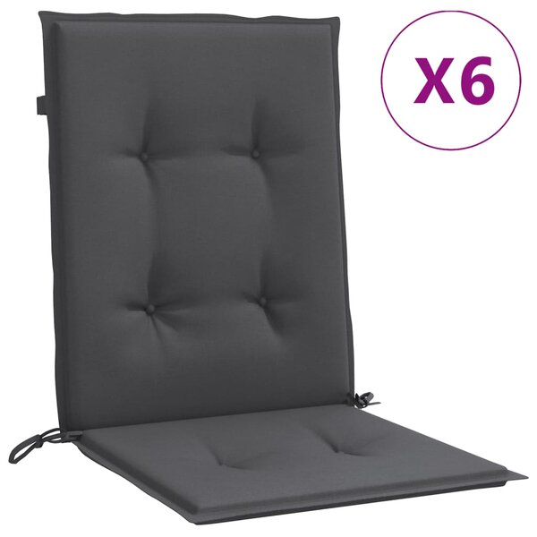 vidaXL Coussins de chaise à dossier bas lot de 6 anthracite mélangé