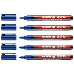 Marqueur Permanent 370 Pointe Fine Bleu 1 mm x 5 EDDING
