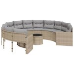 vidaXL Canapé de jardin avec table coussins rond beige résine tressée