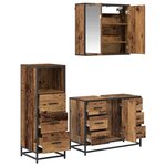 vidaXL Ensemble de mobilier de salle de bain 3 Pièces Bois ancien