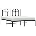 vidaXL Cadre de lit métal sans matelas avec tête de lit noir 140x200cm