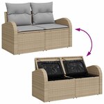 Ensemble de Canapé de Jardin vidaXL 9 pièces avec Coussins Beige Rotin Synthétique Acacia