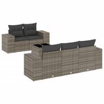 vidaXL Salon de jardin 6 Pièces avec coussins gris résine tressée