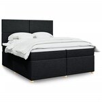 vidaXL Sommier à lattes de lit avec matelas Noir 200x200 cm Tissu