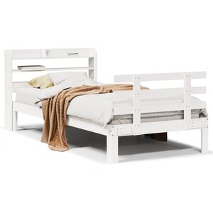 vidaXL Cadre de lit avec tête de lit sans matelas blanc 100x200 cm