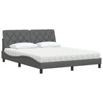 vidaXL Lit avec matelas gris foncé 160x200 cm tissu