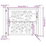 vidaXL Portail de jardin 105x80 cm acier corten design de bambou