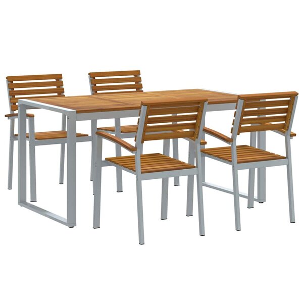 vidaXL Ensemble de salle à manger pour jardin 5 Pièces Gris et marron