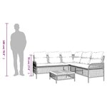 vidaXL Salon de jardin 2 Pièces avec coussins Gris Résine tressée