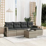 vidaXL Salon de jardin 6 Pièces avec coussins gris clair résine tressée