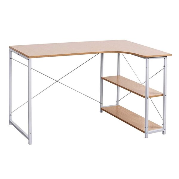 Bureau d'ordinateur avec deux étagères 120 cm MDF beige 19_0000561