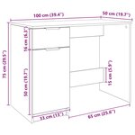 vidaXL Bureau chêne artisanal 100x50x75 cm bois d'ingénierie