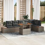vidaXL Ensemble de Canapés de Jardin 7 Pièces avec Coussins Gris en Poly Rotin