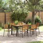 Ensemble repas jardin vidaXL 7 pièces poly rotin noir acacia